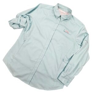 Columbia PFG Tamiami II Women's Large Blue Long Sleeve Fishing Shirt Vented UPF